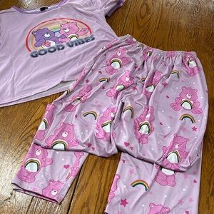 Care Bear pajama set by SHEIN.  Pink and purple. Size Large.